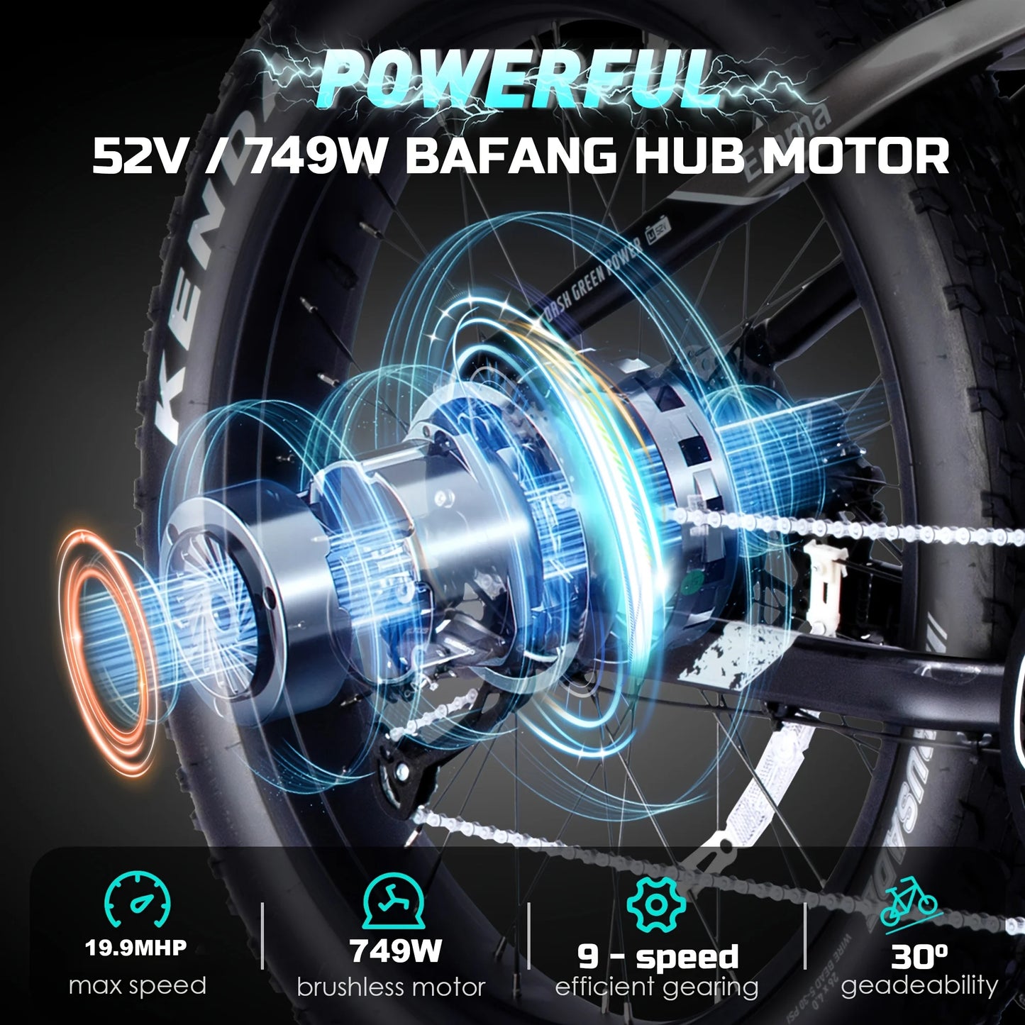 Adult electric bicycle tire 26 inch 52V750W motor