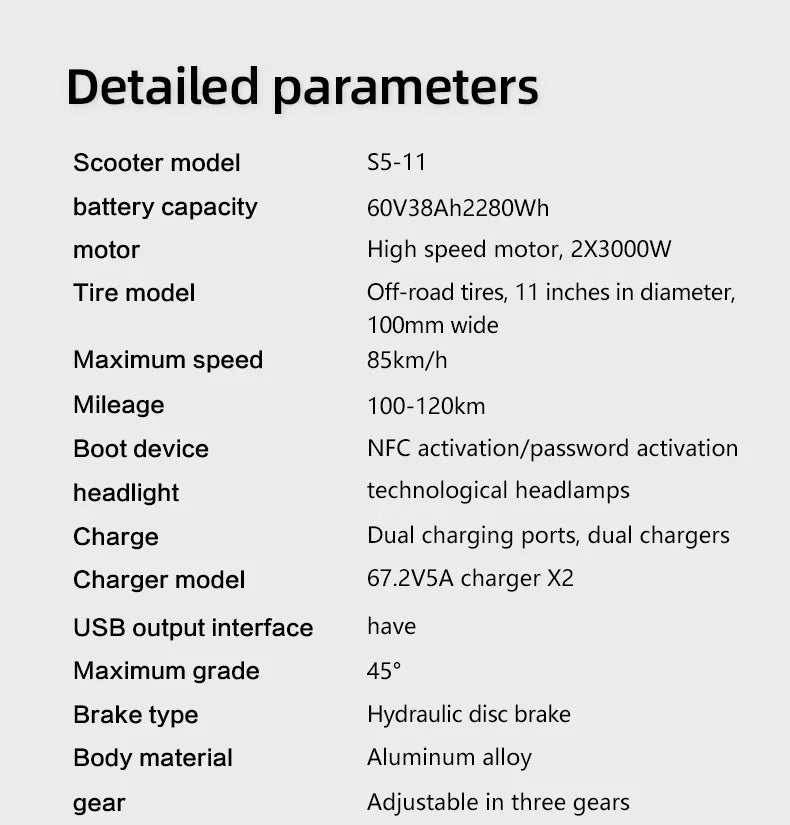 Electric scooter 6000W