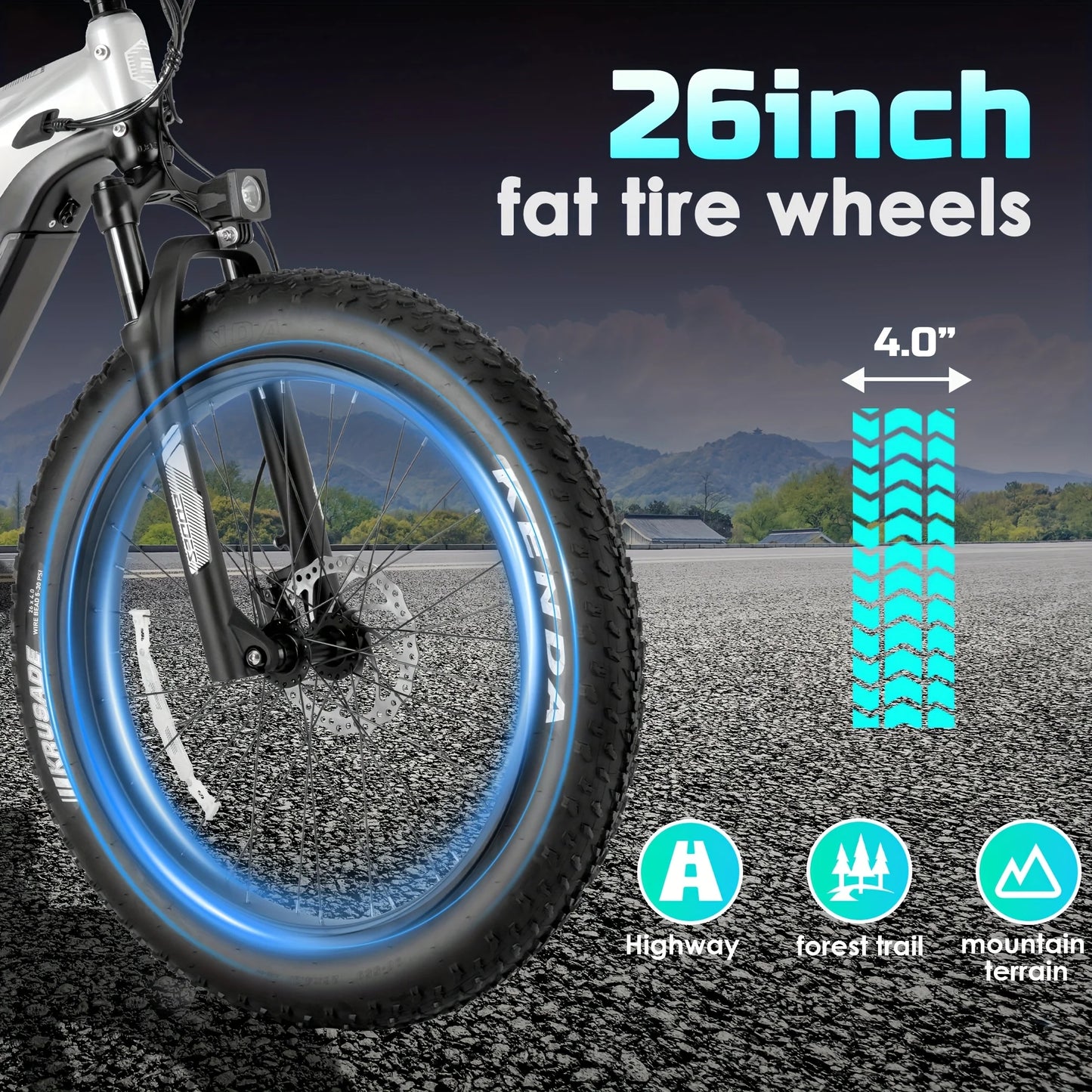 Adult electric bicycle tire 26 inch 52V750W motor
